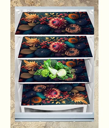 THE LION'S SHARE PVC Graphic Fridge Mats ( 40 30 ) Pack of 4 - Multicolor