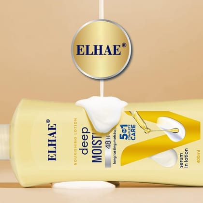ELAHE Face & Body Deep Moisturizer | 5-in-1 Nourishing Lotion for Dry to Very Dry, Sensitive Skin | 48-Hour Hydration | Fragrance-Free, Non-Comedogenic, Non-Greasy Formula | 400ml