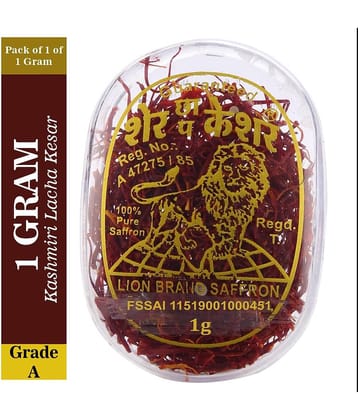 Lion Brand Kashmiri Lacha Saffron/Kesar Keshar for Biryani, Tilak, Milk and Tea 1 gm