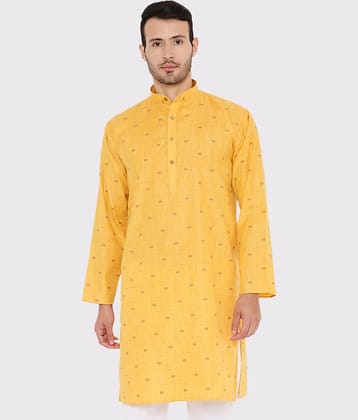 Maharaja - Yellow Linen Men's Regular Kurta ( Pack of 1 )