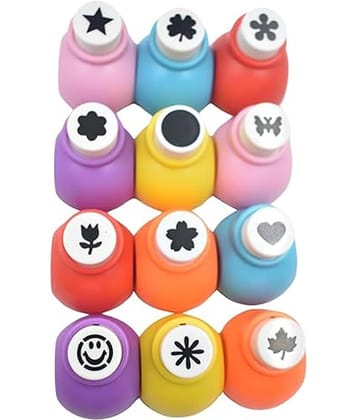 Eclet Craft Punches Machine for Art and Craft DIY Project in Assorted Shapes 12 Pcs Set (2cm*3cm) Size