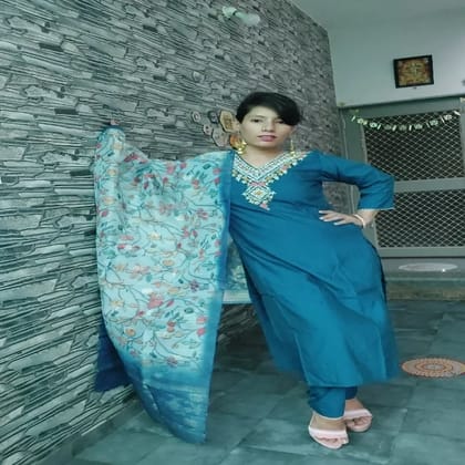 Roman Silk Style Kurta Pant With Chanderi Cotton Dupatta