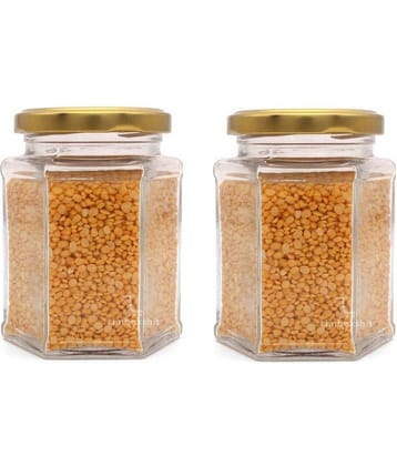 Somil Glass Container Glass Transparent Dal Container ( Set of 2 )