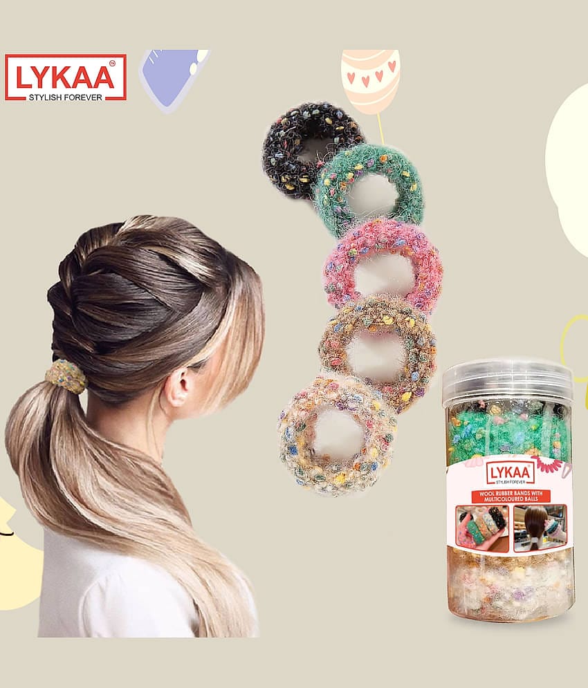 Lykaa Soft Stretchable hair rubber band hair ties ponytail holder hair Band - Pack of 5 (Multicolor)