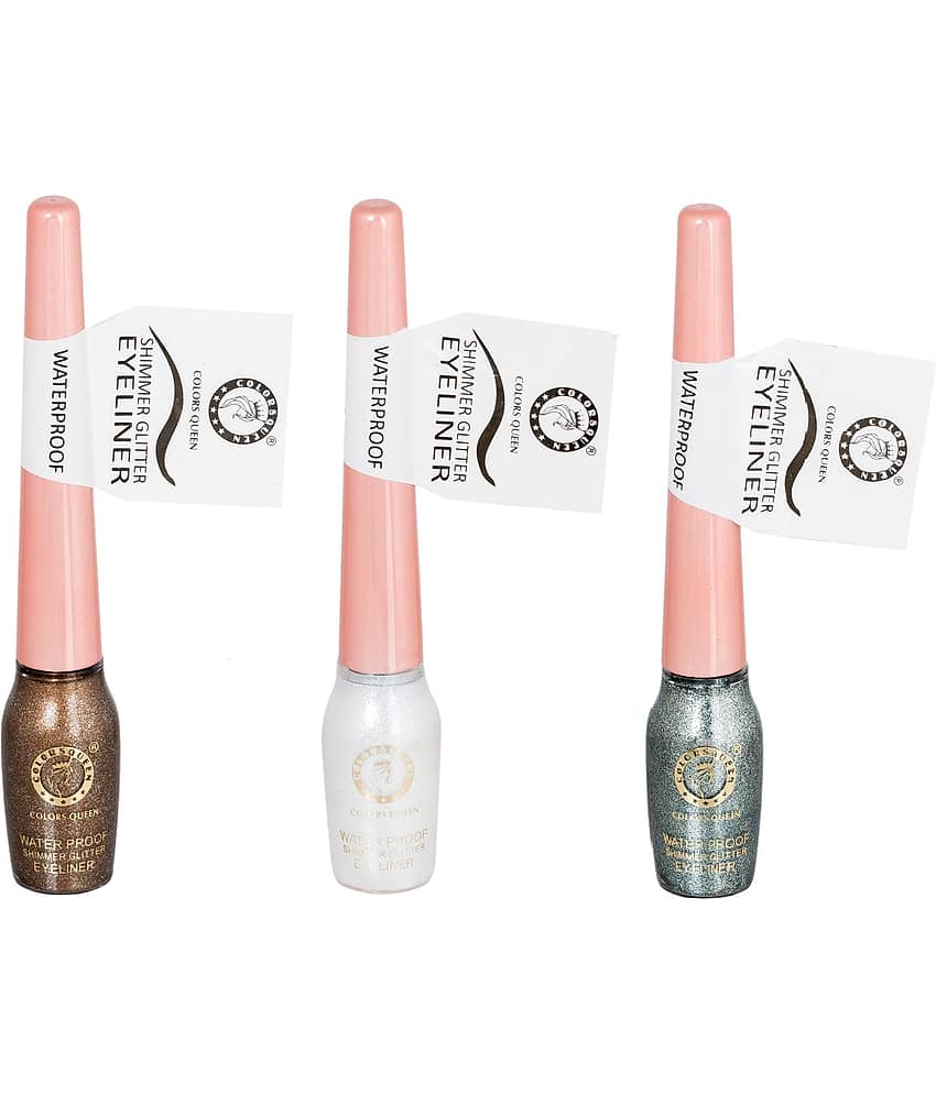 Colors Queen Shimmer Glitter Liquid Eyeliner Bronze - Pack of 3 (5ml each)