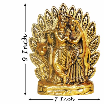 Aluminium Wall Hanging Radha Krishna Idol � Home Decor Showpiece, Height : 9 Inch (ASMAS451 G)