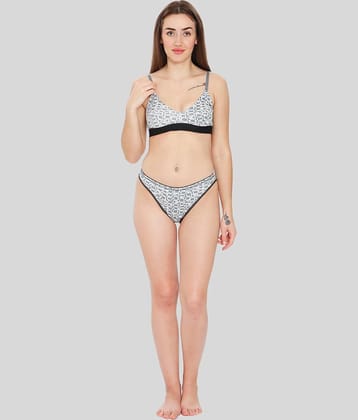 ILRASO Cotton Women's Bra & Panty Set ( Light Grey )