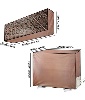 CASA FURNISHING Set of 2 Polyester Blend Brown AC Cover for 1.5 Ton Split AC