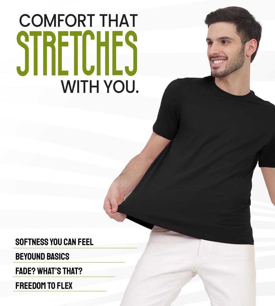 Freecultr Truly Classic Organic Men's Cotton T-Shirt | Solid Round Neck Half Sleeve | Plain Stylish t Shirts | Regular Fit | Casual T Shirt for Man Pack of 1-Carbon Black