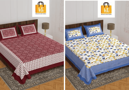 2201-Hometrade India- Standard Double Size (90*100 in )-Combo Double Bedsheet