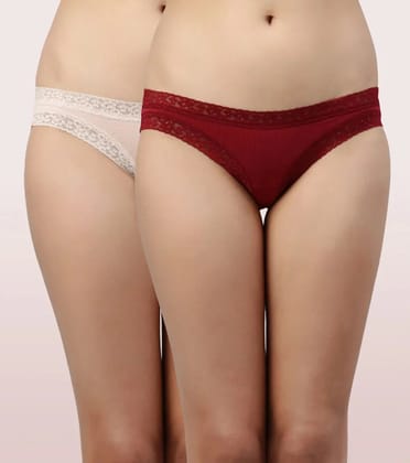 Enamor Bikini Solid Lacy Panty Pack|Mb20 (Pack of 2) (Colors may Vary)-Assorted / 2Xl