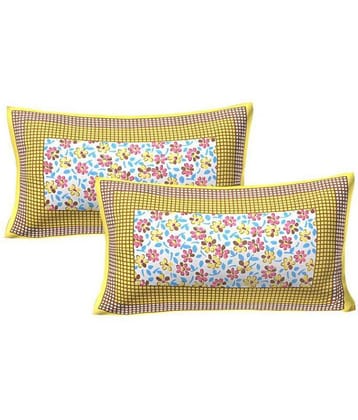 AJ Home Pack of 2 Cotton Yellow Pillow Cover (17 X 27 Inch)
