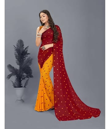 ANAND SAREES Georgette Printed Saree With Unstitched Blouse Piece ( Red )