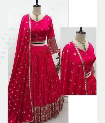 Keyura Pink Georgette Unstitched Unstitched Lehenga Single
