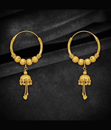 LUV FASHION Golden Bali Earrings ( Pack of 1 )