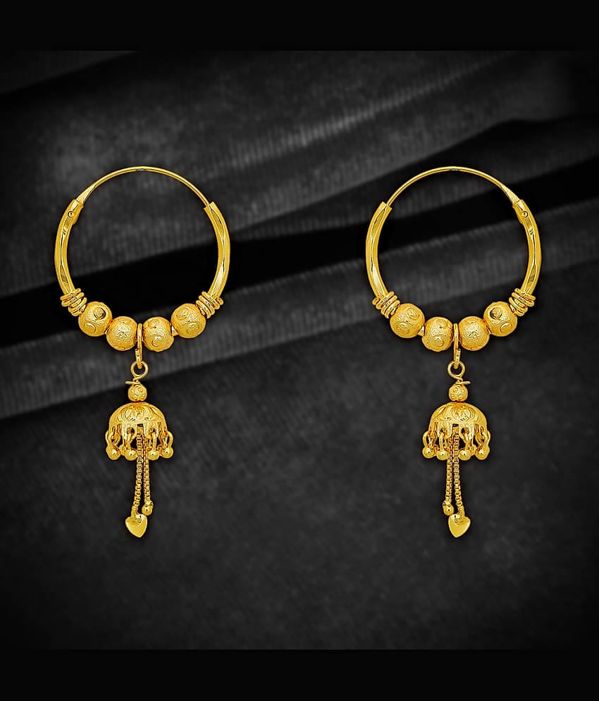 LUV FASHION Golden Bali Earrings ( Pack of 1 )