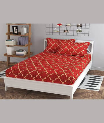 Decent Home Poly Cotton 1 Double Bedsheet with 2 Pillow Covers ( Maroon )