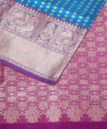 Sky blue purple silk handloom venkatagiri saree