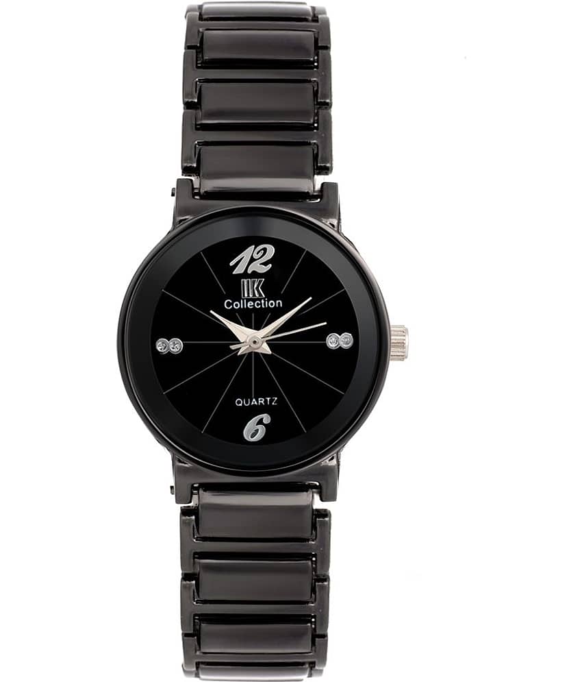 IIK Collection IIK-1086W Black Ceramic Analog Watch for Women