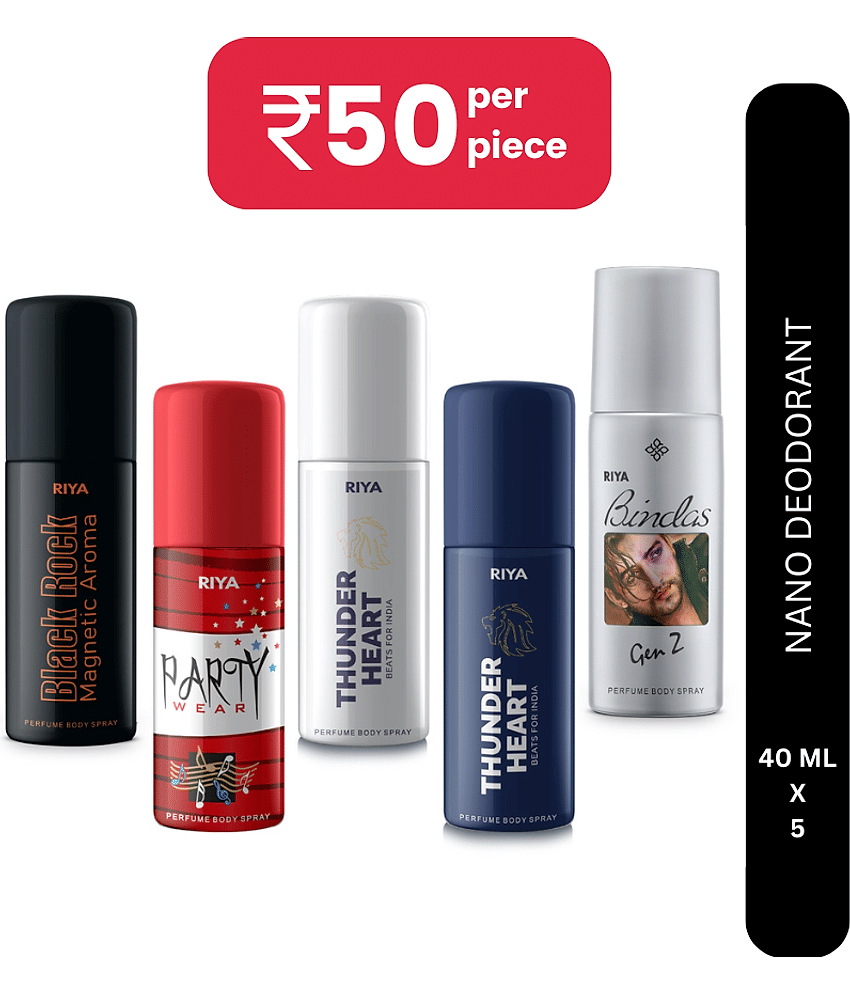 Riya Nano Deodorant For Men And Women, 40 Ml Each, Pack Of 5