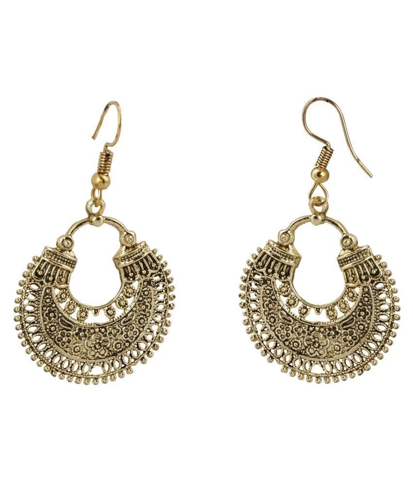 SILVER SHINE  Facinating Chandbali Unique Golden Earrings for Women - Golden