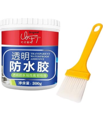 Gatih Crack Seal Glue 300gm with Brush Transparent Waterproof Glue for Roof Leakage Crack Seal Agent Roof Water Leakage Solution Water Proof Glue Transparent Glue Waterproofing for Pipe Wall Tiles Waterproof Crack Seal Glue 300g Leaking Sealant Window