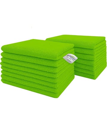 SOFTSPUN Microfiber Cloth 15pcs - Small - 20x30cms - 340 GSM GREEN. Thick Lint & Streak-Free Multipurpose Cloths - Automotive Microfibre Towels for Kitchen Cleaning Polishing Washing & Detailing