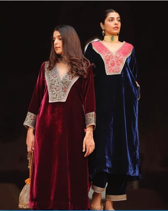 Wedding Velvet Outfit-S / Maroon