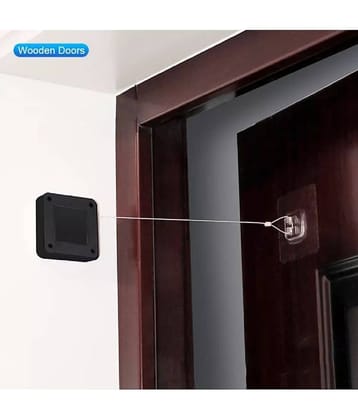 Gatih Punch-Free Automatic Sensor Door Closer, Multifunctional Automatic Door Closer, Residential Commercial Auto Door Closer with Drawstring, Closer Door for Internal, Home, Storm (Pack Of 1)