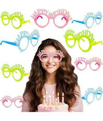 ZYOZI ® Multicolor Happy Birthday Eye Glasses, Colorful Birthday Eyeglasses Eyewear for Kids Birthday | Happy Birthday Photo Glasses Frame | Eyeglasses Party Supplies (PACK OF 12)