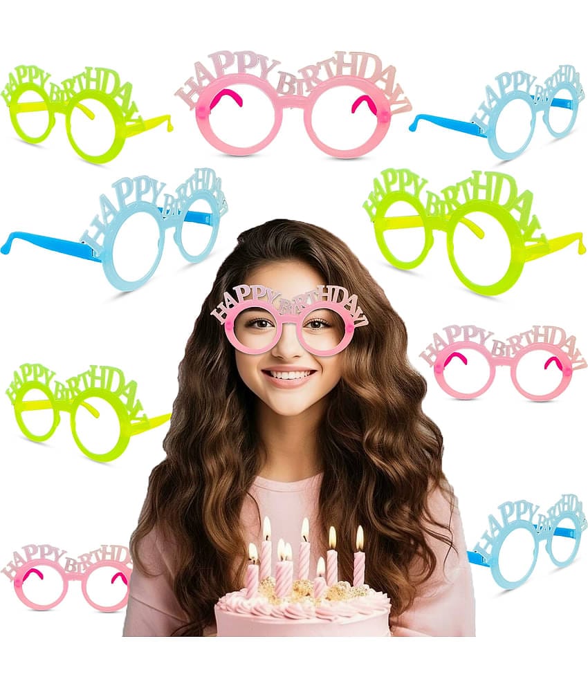 ZYOZI ® Multicolor Happy Birthday Eye Glasses, Colorful Birthday Eyeglasses Eyewear for Kids Birthday | Happy Birthday Photo Glasses Frame | Eyeglasses Party Supplies (PACK OF 12)