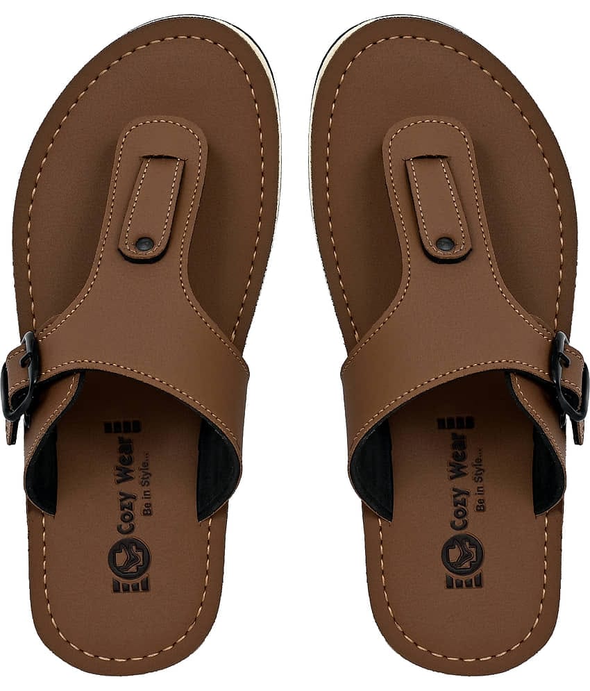 Cozy Wear Brown Men's Thong Flip Flop