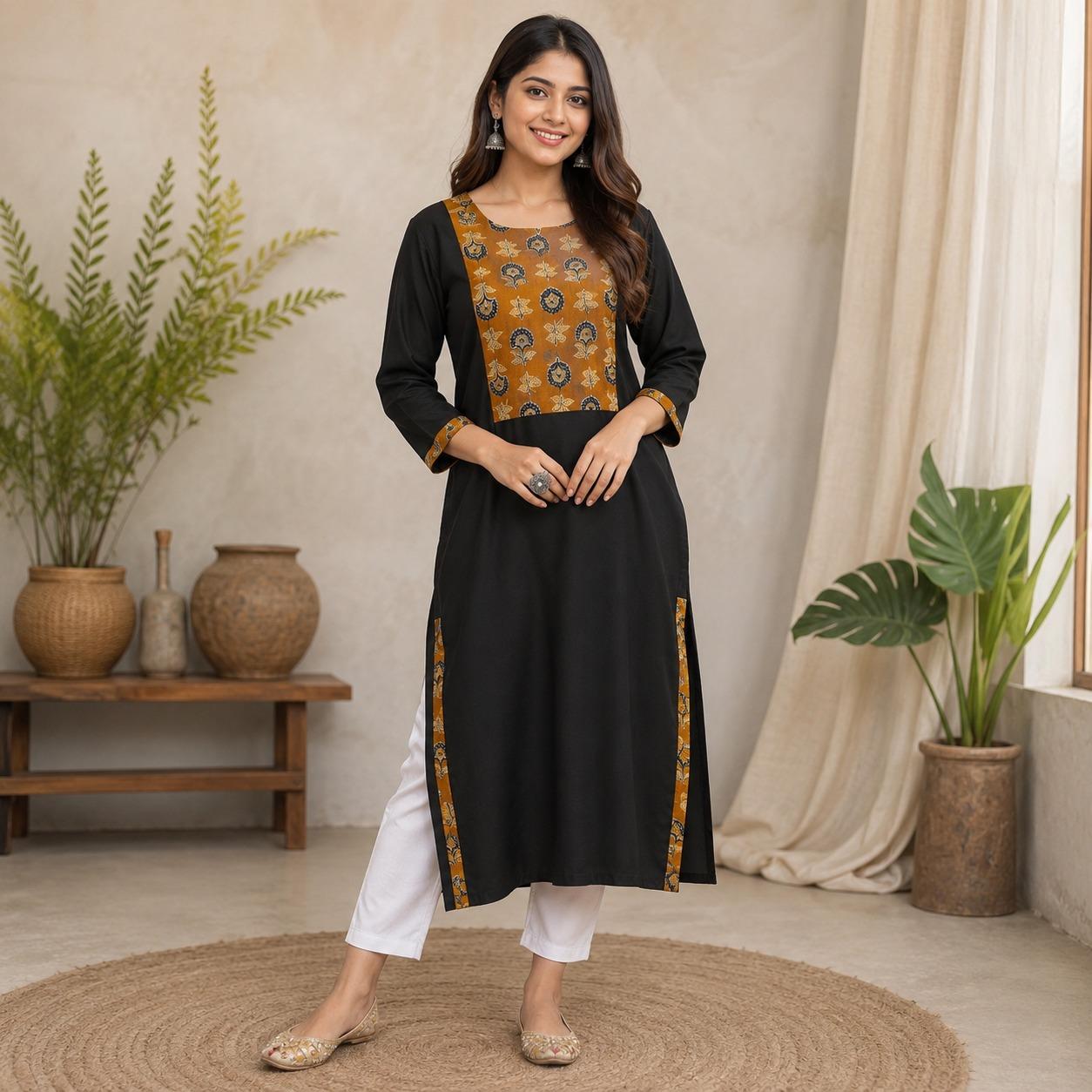 Cotton Kurti  3/4 Sleeve-XXL