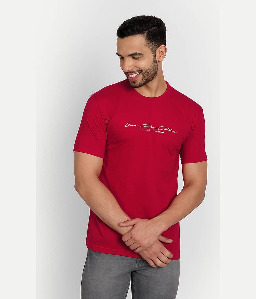 Zeffit Pack of 1 Cotton Blend Regular Fit Men's T-Shirt ( Red )