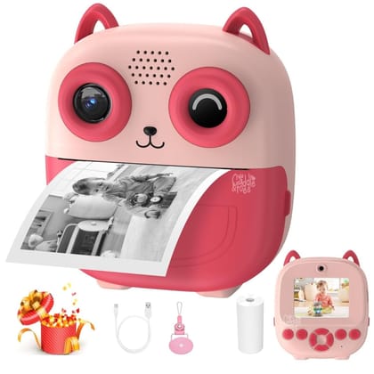 Kids Instant Print Camera Mini Digital HD Photo & Video Camcorder with Games | Fun Learning Toy for Boys & Girls Ages 4-18 | Includes 2 Print Rolls Ideal Gift for Kids (Pink Owl) Kids Instant Print Camera Mini Digital HD Photo & Video Camcorder with Game