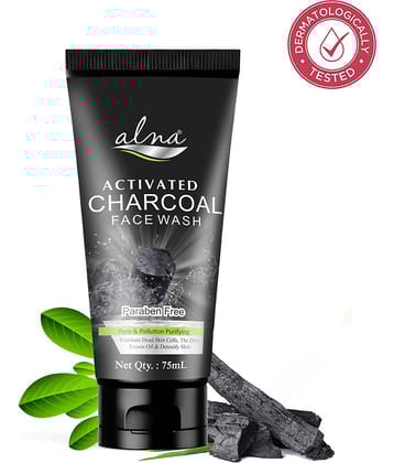Alna Charcoal Face Wash 75ml Paraben Free , Pack of 1