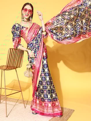 Rang Gali Pink & Blue Draped Ready To Wear Saree