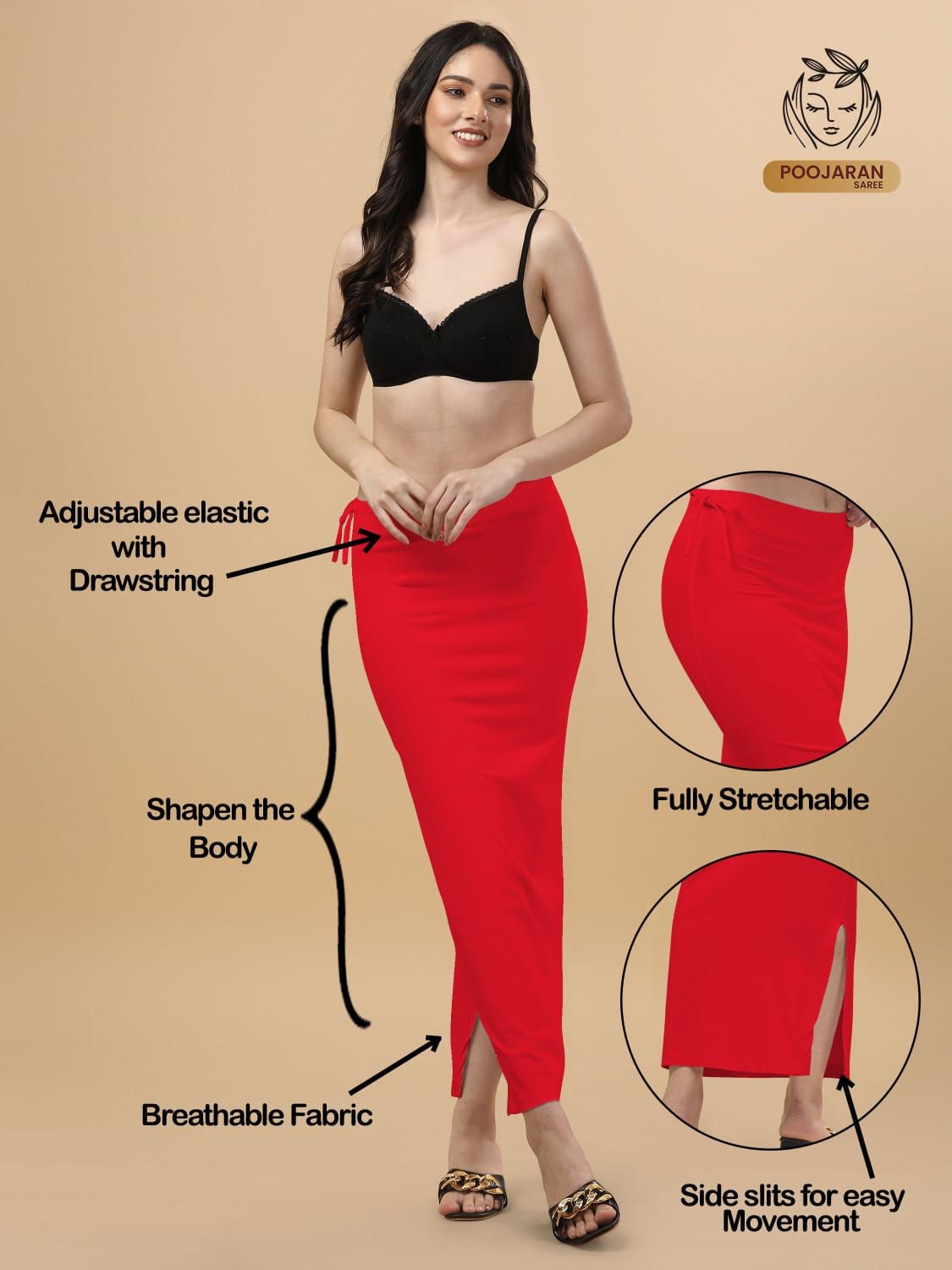 SAREE SHAPEWEARS ( COLOR RED SIZE : L )