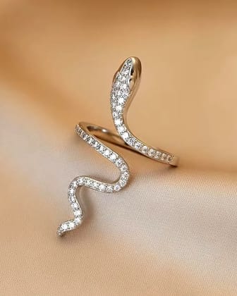 Silver Gothic Snake Open Ring for Women | Retro Animal-Inspired Evil Eye Jewelry  by Print Magical Gifts