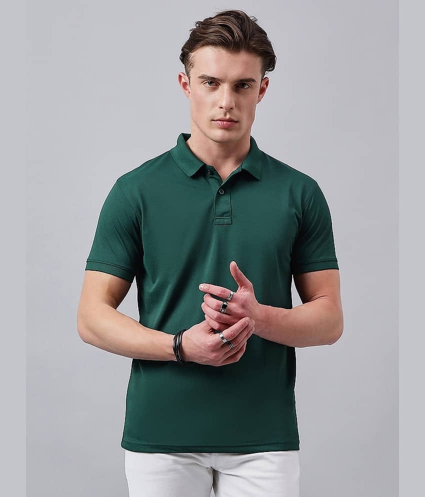98 Degree North Pack of 1 Polyester Regular Fit Solid Half Sleeves Men's Polo T Shirt ( Dark Green )