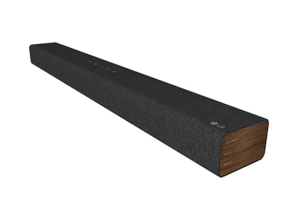 LG Soundbar SP2, 100W 2.1Ch Home Theatre System, Built-in Subwoofer for Powerful Bass in Eco-Friendly Fabric Wrapped Design, AI Sound Pro, Bluetooth, HDMI Black / 9D x 76W x 6.3H cm