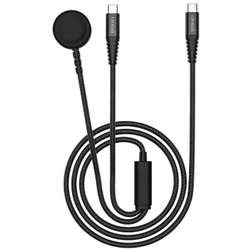 Croma Type C to Type C, Wireless Charging Pad 3.9 Feet (1.2M) 2-in1 Cable (Black)