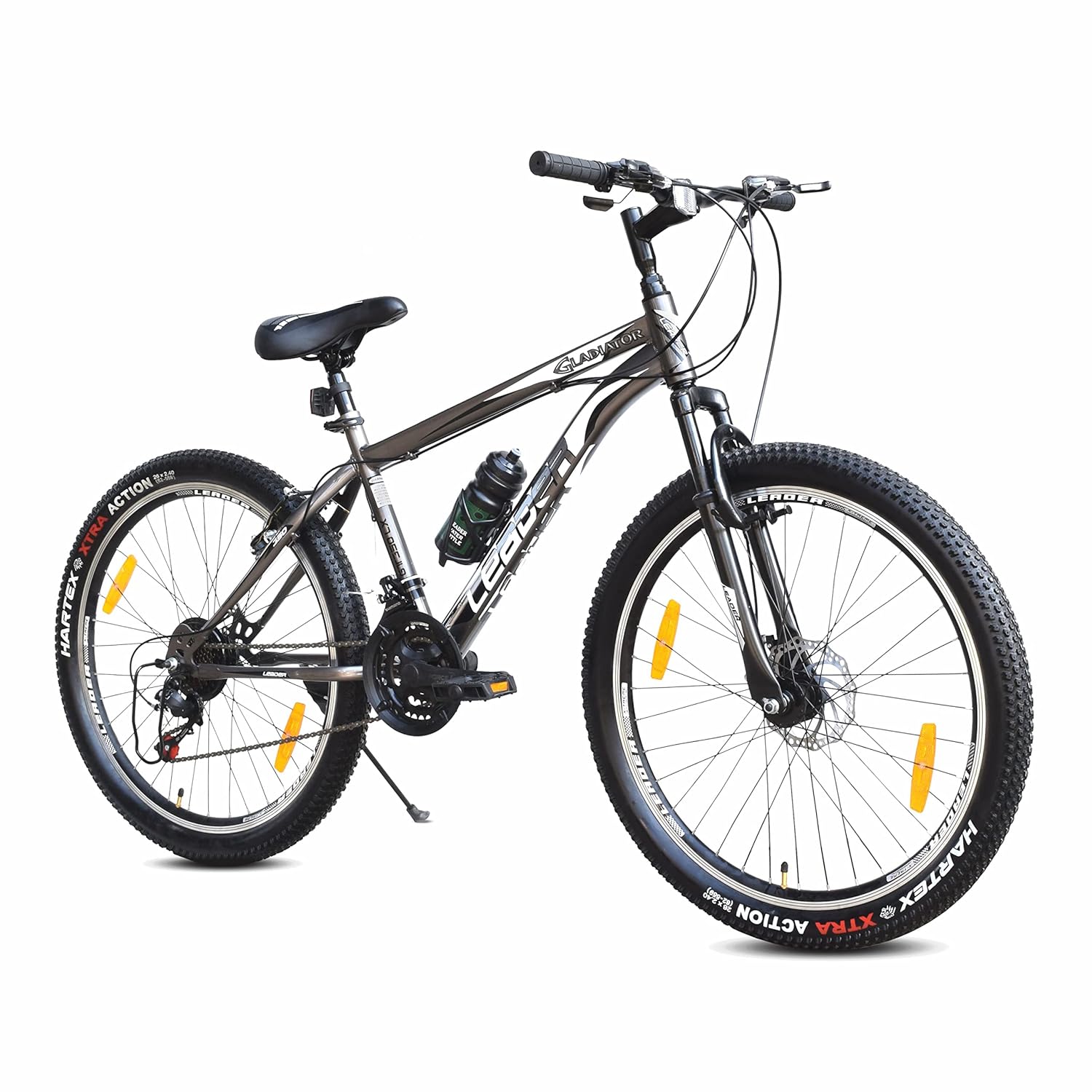 Leader Gladiator 26T Multi Speed [21 Speed] Cycle With Front Suspension And Disc Brake 26 T Hybrid Cycle/City Bike (21 Gear, Grey)