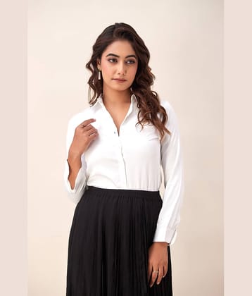 SVARCHI Women Solid Satin Shirt ( White )