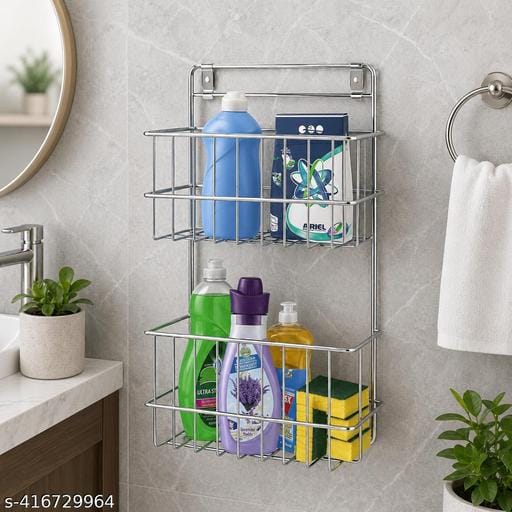 Kitchen & Bathroom Organiser Rack 2 Tier Stainless Steel Detergent Holder