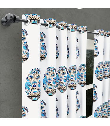 Floral Blue Kairi Print Curtains Traditional Indian Pinar Block Design ( 5 Feet ) Floral Blue Kairi Print Curtains Traditional Indian Pinar Block Design ( 5 Feet )