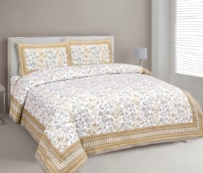 Luxury Finish Jaipuri Sanganeri Pure Cotton Bedsheet with Matching Cover