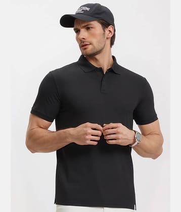 renuovo Pack of 1 Cotton Blend Regular Fit Solid Half Sleeves Men's Polo T Shirt ( Black )