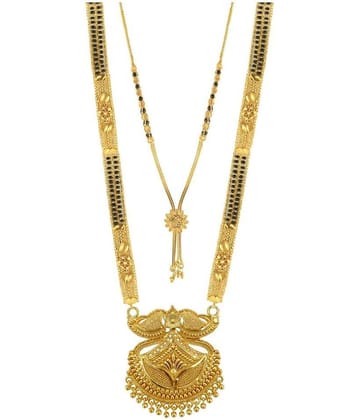 MGSV Jewellery Traditional Necklace Pendant Hand Meena 30inch Long and 18inch short  Mangalsutra/Tanmaniya/nallapusalu/Black Beads For Women and Girls Brass, Alloy Mangalsutra