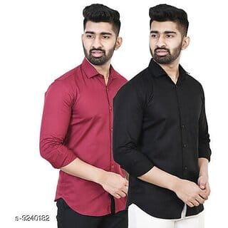 Baleshwar Men Black Solid Casual Shirt (Pack of 2)